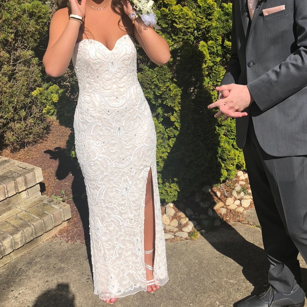 Scala strapless prom dress
